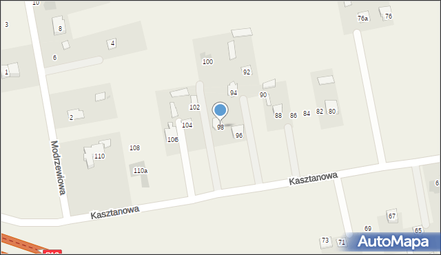 Jakubowice Konińskie, Kasztanowa, 98, mapa Jakubowice Konińskie