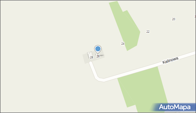Jakubowice Konińskie-Kolonia, Kalinowa, 26, mapa Jakubowice Konińskie-Kolonia