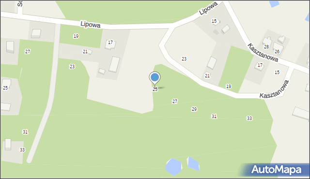 Jamielnik, Kasztanowa, 25, mapa Jamielnik