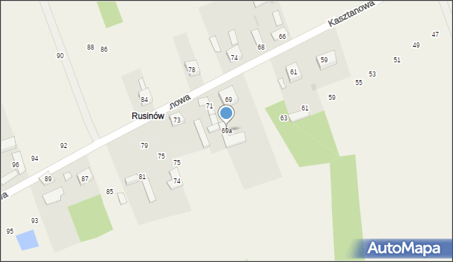 Jamno, Kasztanowa, 69a, mapa Jamno