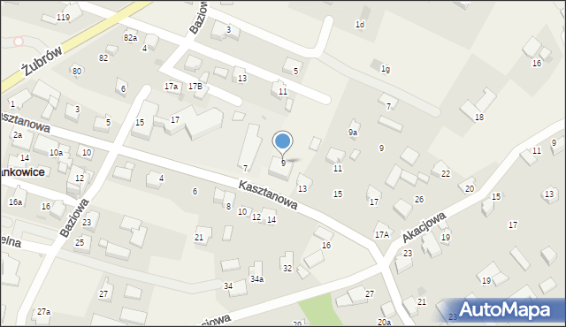 Jankowice, Kasztanowa, 9, mapa Jankowice
