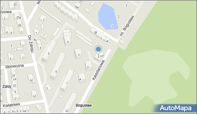 Jarocin, Kasztanowa, 1, mapa Jarocin