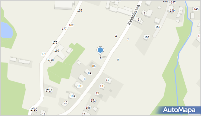 Jasień, Kasztanowa, 6, mapa Jasień