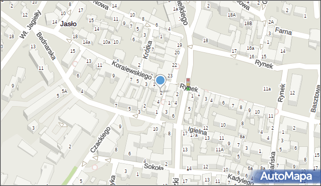 Jasło, Karmelicka, 2, mapa Jasła