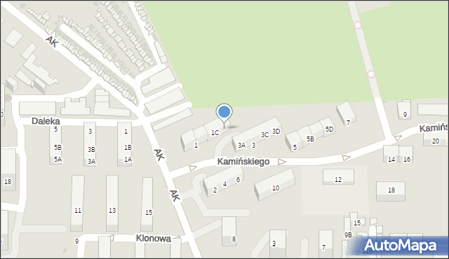 Jaworzno, Kamińskiego Feliksa, gen., 1D, mapa Jaworzno