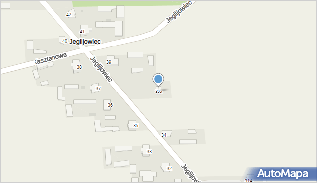 Jeglijowiec, Kasztanowa, 36a, mapa Jeglijowiec