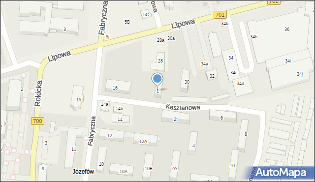 Józefów, Kasztanowa, 1, mapa Józefów