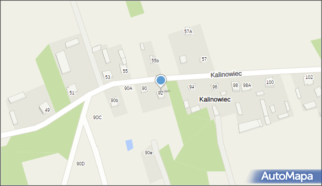 Kalinowiec, Kalinowiec, 92, mapa Kalinowiec
