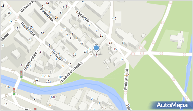 Kalisz, Kadecka, 1, mapa Kalisza