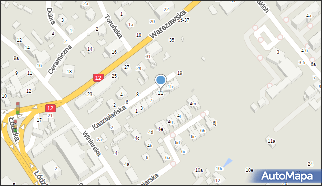 Kalisz, Kasztelańska, 11, mapa Kalisza