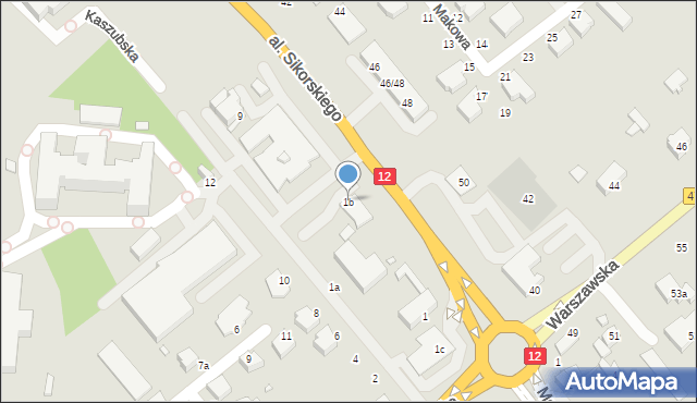 Kalisz, Kaszubska, 1b, mapa Kalisza