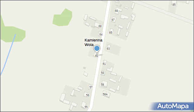 Kamienna Wola, Kamienna Wola, 62, mapa Kamienna Wola