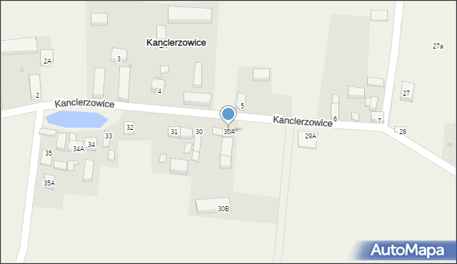 Kanclerzowice, Kanclerzowice, 30A, mapa Kanclerzowice