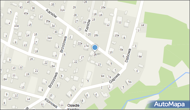 Kaniów, Kaniów, 15, mapa Kaniów