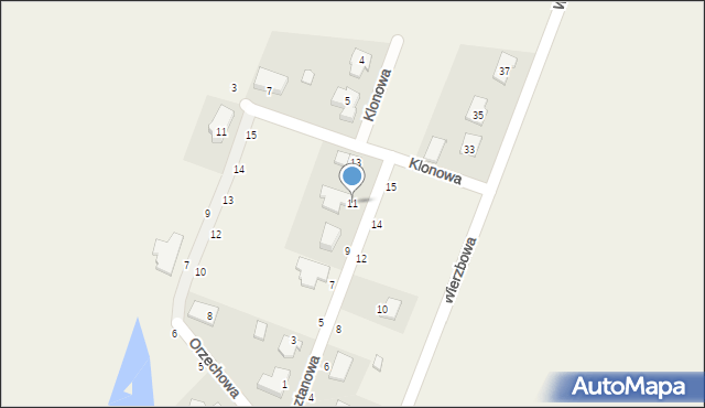 Kargoszyn, Kasztanowa, 11, mapa Kargoszyn