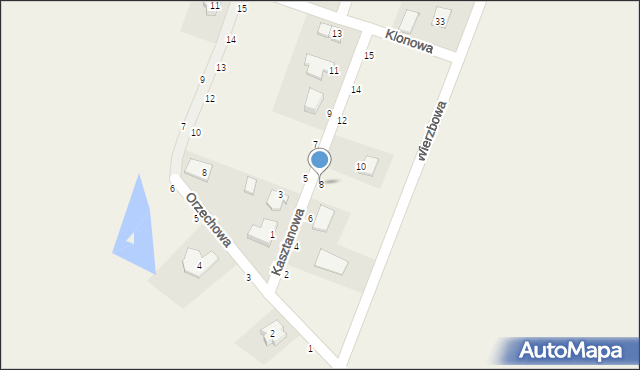 Kargoszyn, Kasztanowa, 8, mapa Kargoszyn