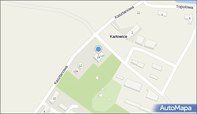 Karłowice, Kasztanowa, 14, mapa Karłowice