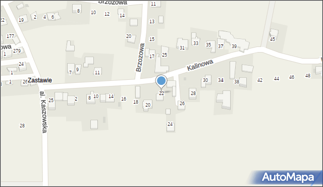 Kaszów, Kalinowa, 22, mapa Kaszów