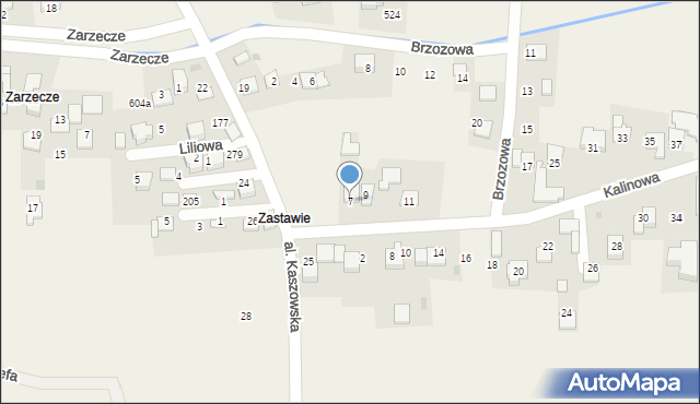 Kaszów, Kalinowa, 7, mapa Kaszów