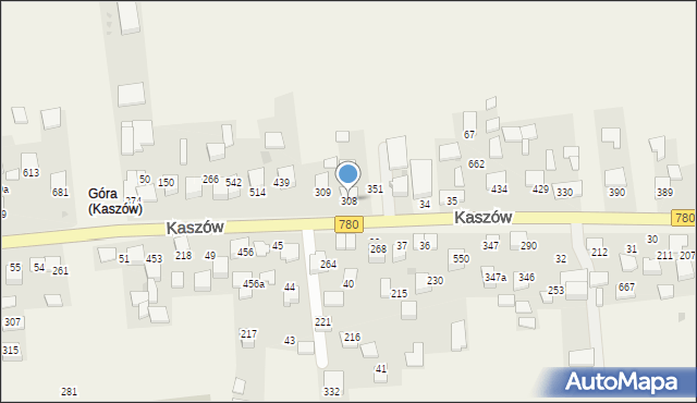 Kaszów, Kaszów, 308, mapa Kaszów