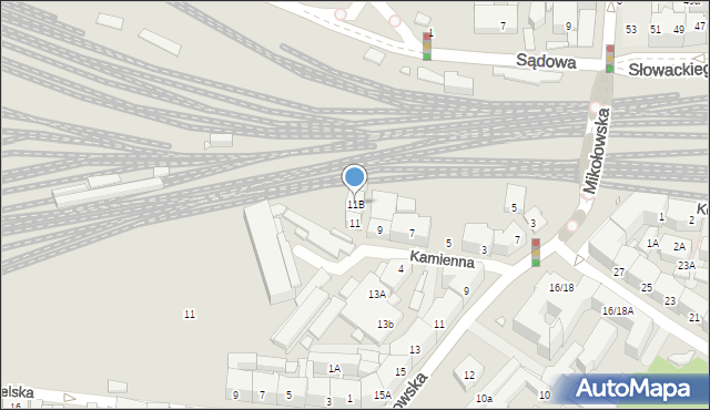 Katowice, Kamienna, 11B, mapa Katowic