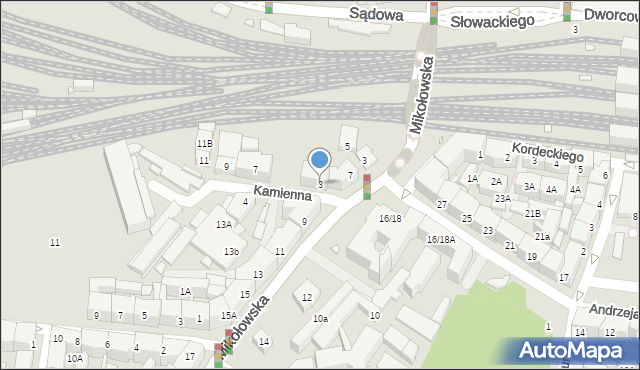 Katowice, Kamienna, 3, mapa Katowic