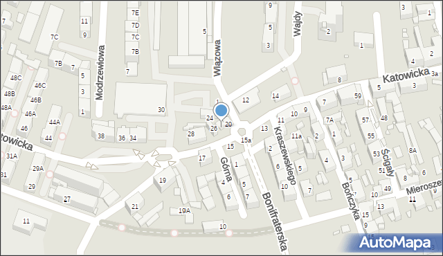 Katowice, Katowicka, 22, mapa Katowic