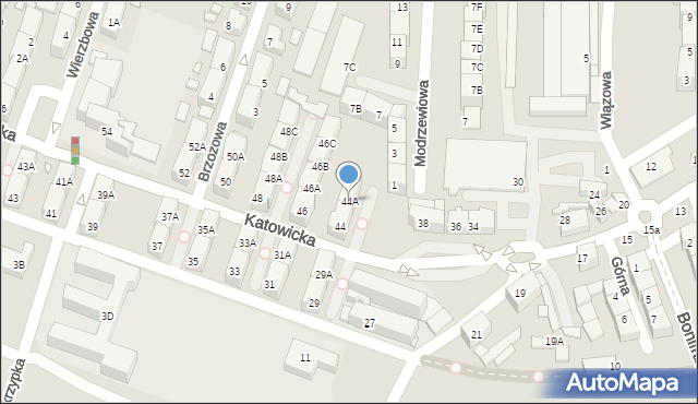 Katowice, Katowicka, 44A, mapa Katowic