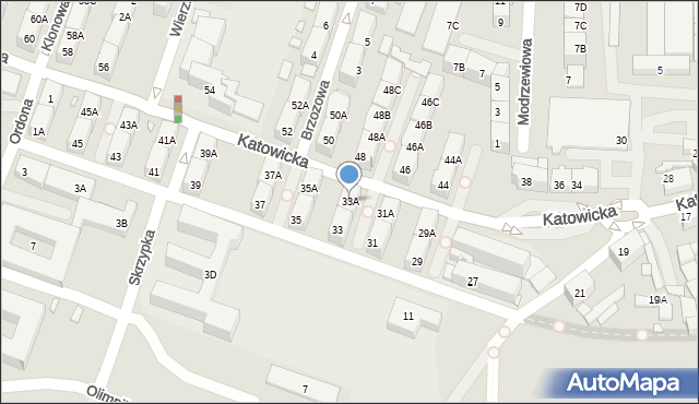 Katowice, Katowicka, 33A, mapa Katowic
