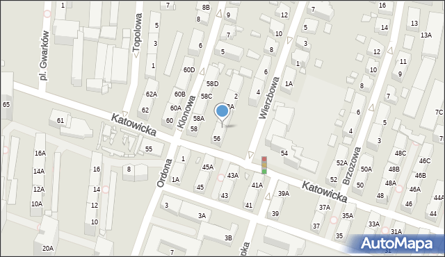 Katowice, Katowicka, 56A, mapa Katowic