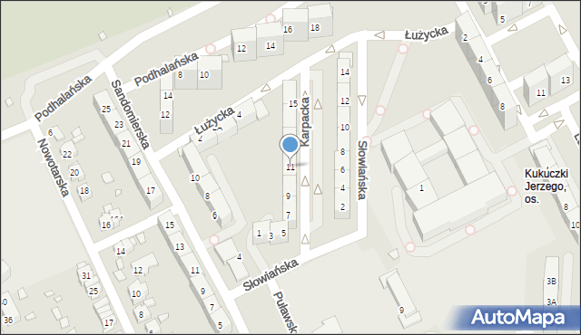 Katowice, Karpacka, 11, mapa Katowic