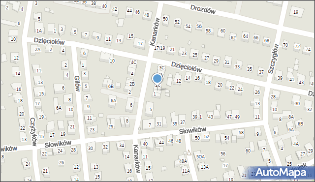 Katowice, Kanarków, 1A, mapa Katowic