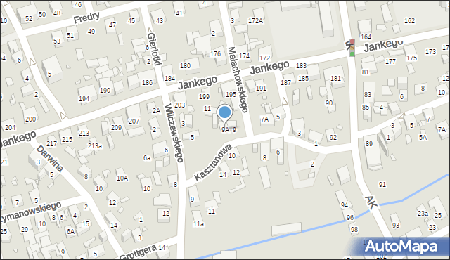 Katowice, Kasztanowa, 9A, mapa Katowic