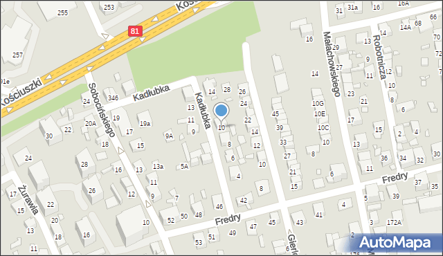 Katowice, Kadłubka Wincentego, bp., 10, mapa Katowic