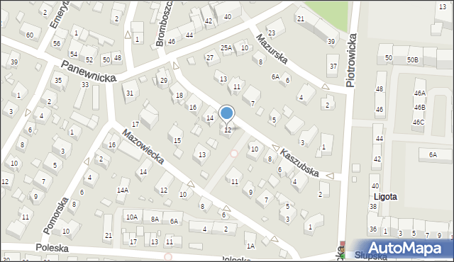 Katowice, Kaszubska, 12, mapa Katowic
