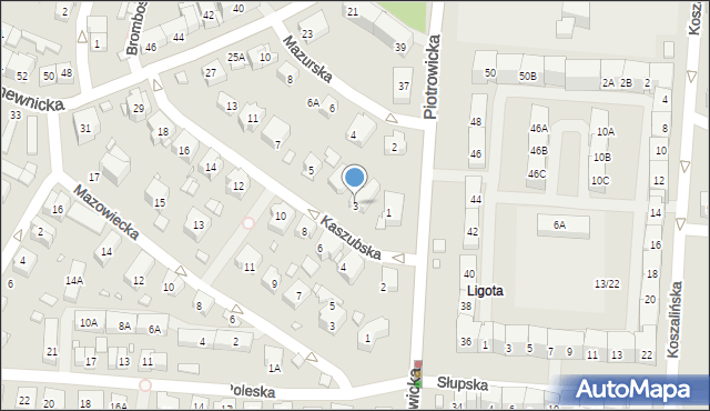 Katowice, Kaszubska, 3, mapa Katowic
