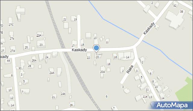 Katowice, Kaskady, 20A, mapa Katowic