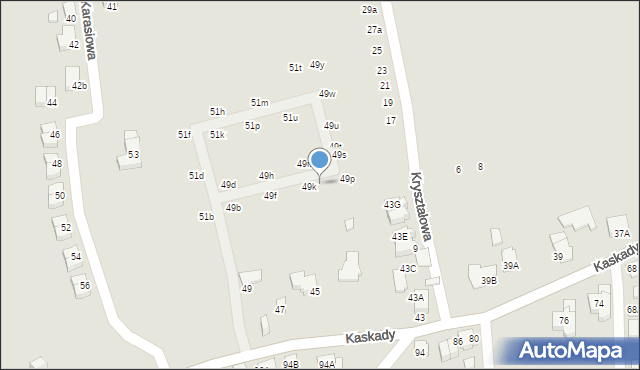 Katowice, Kaskady, 49l, mapa Katowic