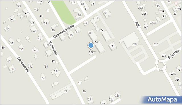 Katowice, Kalinowa, 32A, mapa Katowic