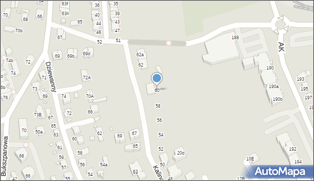 Katowice, Kalinowa, 60, mapa Katowic