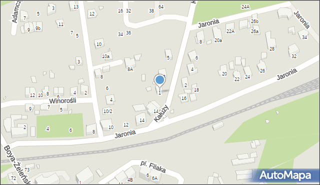 Katowice, Kałuży Michała, 1, mapa Katowic