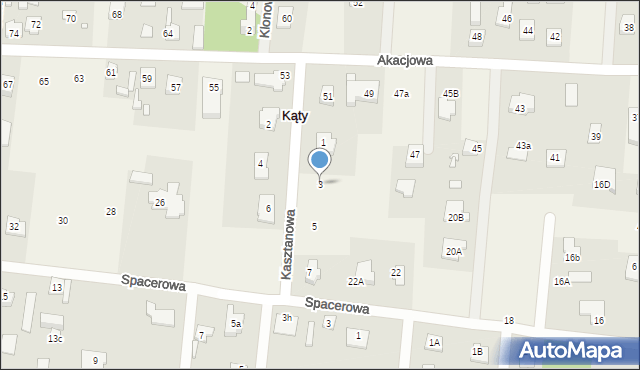Kąty, Kasztanowa, 3, mapa Kąty