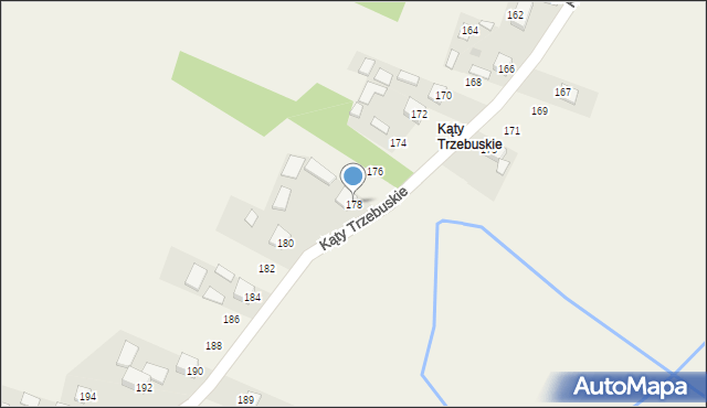 Kąty Trzebuskie, Kąty Trzebuskie, 178, mapa Kąty Trzebuskie