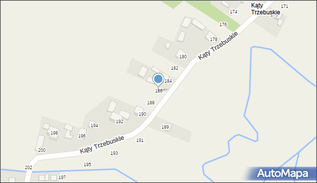 Kąty Trzebuskie, Kąty Trzebuskie, 186, mapa Kąty Trzebuskie