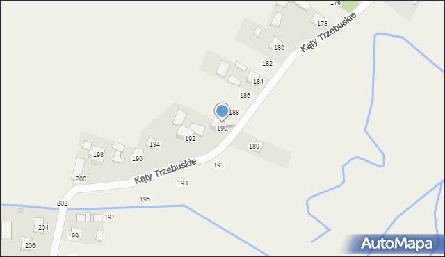 Kąty Trzebuskie, Kąty Trzebuskie, 190, mapa Kąty Trzebuskie