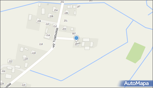 Kąty Trzebuskie, Kąty Trzebuskie, 207, mapa Kąty Trzebuskie