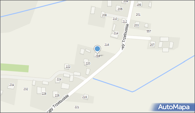 Kąty Trzebuskie, Kąty Trzebuskie, 218, mapa Kąty Trzebuskie