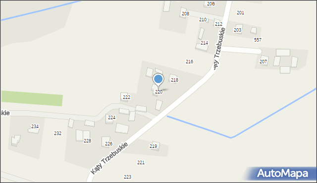 Kąty Trzebuskie, Kąty Trzebuskie, 220, mapa Kąty Trzebuskie