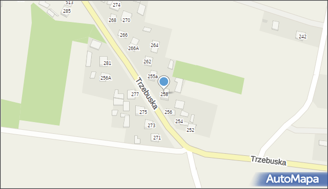 Kąty Trzebuskie, Kąty Trzebuskie, 258, mapa Kąty Trzebuskie