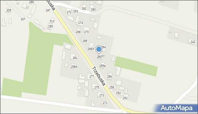 Kąty Trzebuskie, Kąty Trzebuskie, 262, mapa Kąty Trzebuskie